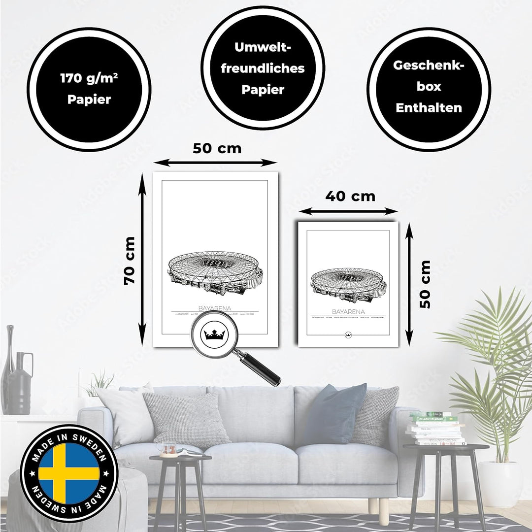 Sverigemotiv.se Stadium Posters (Bayer Leverkusen - Bayarena, 40x50 cm) 40x50 cm Bayer Leverkusen -