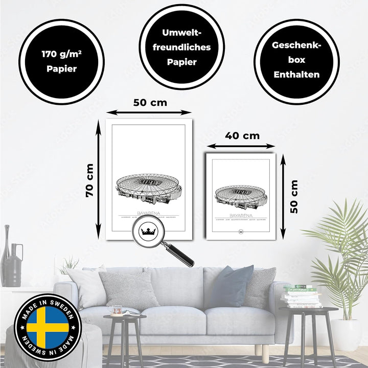 Sverigemotiv.se Stadium Posters (Bayer Leverkusen - Bayarena, 40x50 cm) 40x50 cm Bayer Leverkusen -