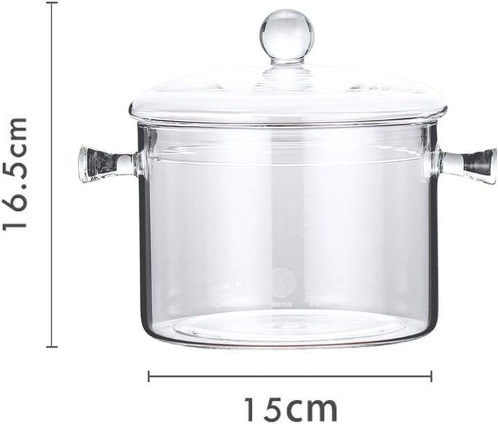 TAMUME 1.5L Glastopf zum Kochen, Doppelgriff