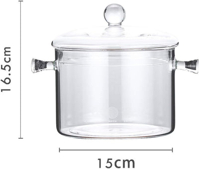 TAMUME 1.5L Glastopf zum Kochen, Doppelgriff