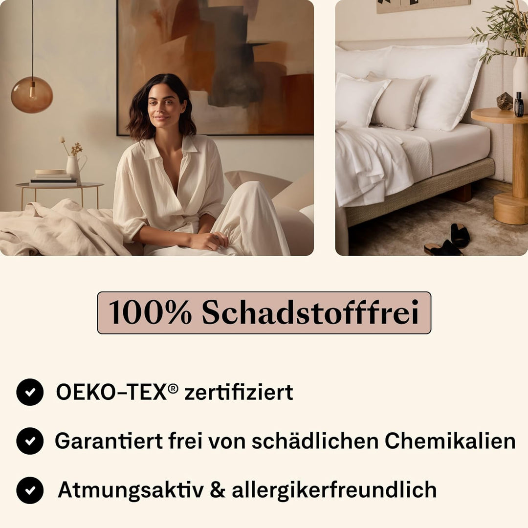 Amqua Mako Satin Kissenbezug 2er Set Kissenbezüge 40x80 cm, 100% ägyptische Baumwolle (Zertifiziert)