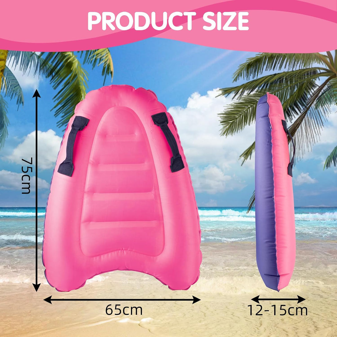 Aufblasbares Bodyboard, Tragbares Bodyboard Kinder mit Griffen,Faltbar Schwimmenboard 75 x 65 x 15 c