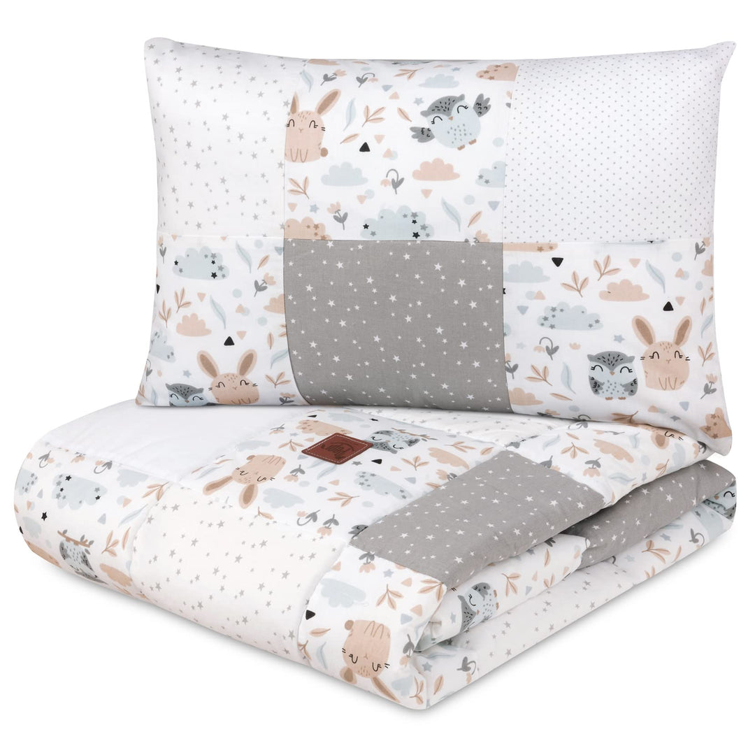 Pepi - Patchwork Baby Bettdecke und Kissen - Baby Decke und Kissen Set - Kinderbettdecke - Bettdecke