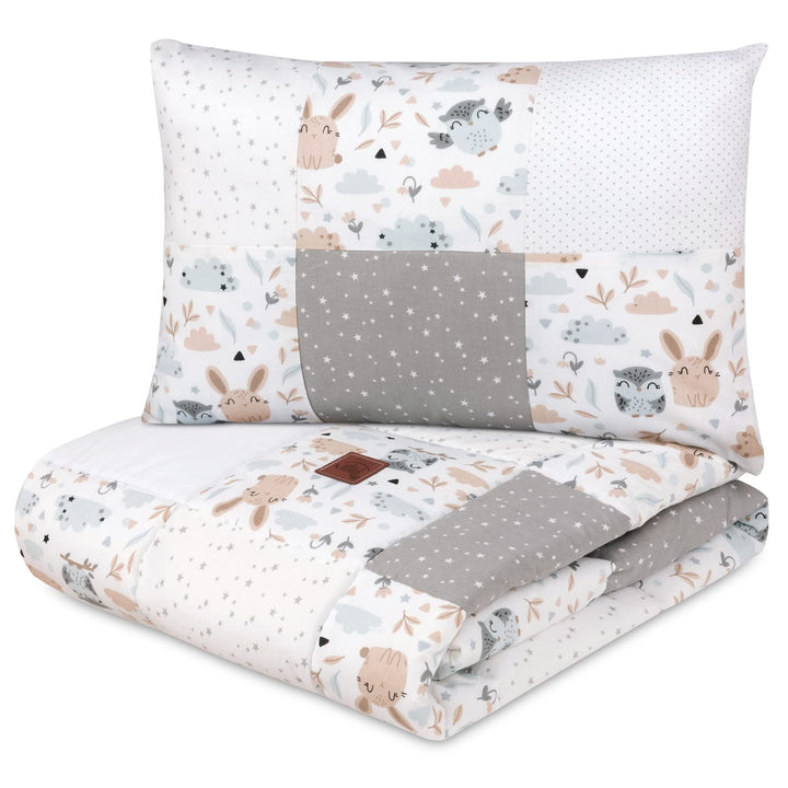 Pepi - Patchwork Baby Bettdecke und Kissen - Baby Decke und Kissen Set - Kinderbettdecke - Bettdecke