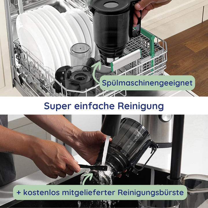 Safecourt Kitchen Entsafter - Langsamer Entsafter für Obst und Gemüse - XXL Einfüllöffnung - Leistun