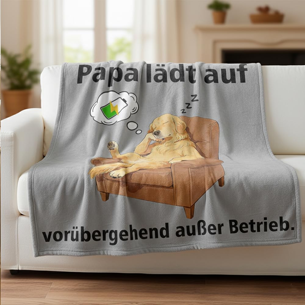 Papa Geschenk Kuscheldecke 150×130CM Geburtstagsgeschenk Flanelldecke Schlafdecke für Papa Opa Decke