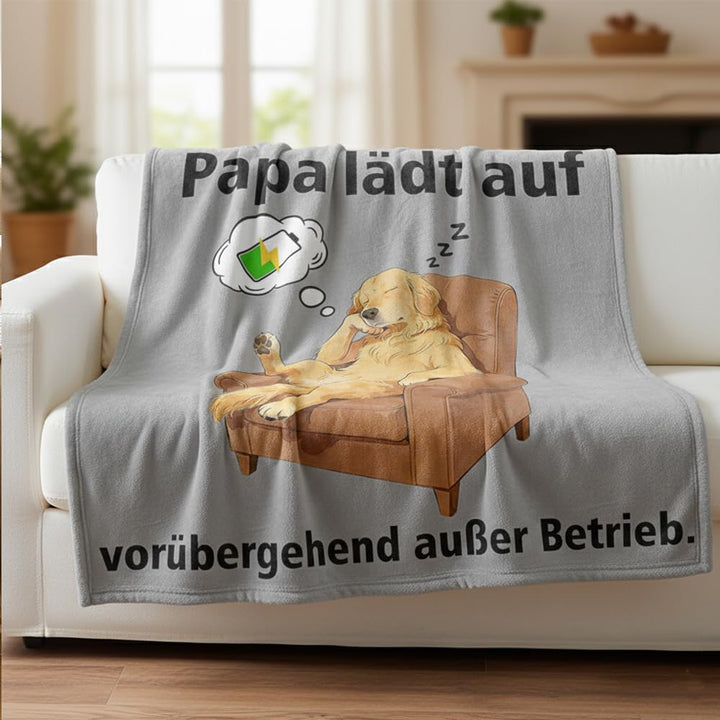 Papa Geschenk Kuscheldecke 150×130CM Geburtstagsgeschenk Flanelldecke Schlafdecke für Papa Opa Decke