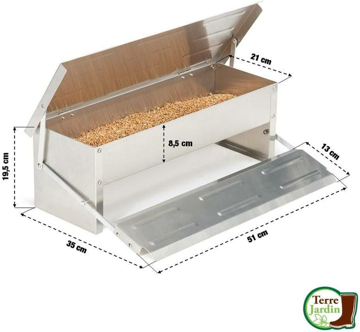 TERRE JARDIN - Futterstation für Hühner mit Pedal, 5 kg