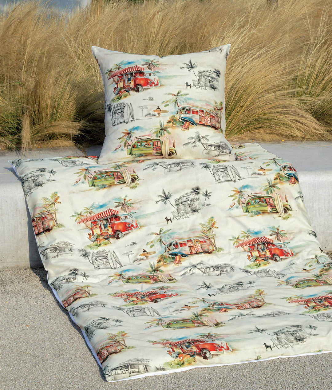 Janine Mako-Satin Bettwäsche modern Art 42075-09 Multicolor 155x220 cm + 80x80 cm, 155x220 cm + 80x8