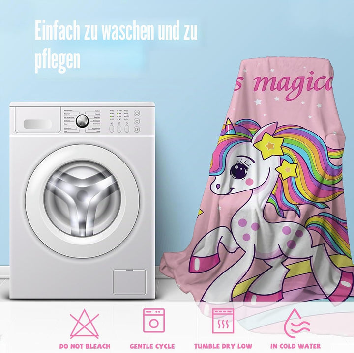Einhorn Decke Kuscheldecke Flanell Kinder Rosa Kuscheldecke für Mädchen, Weiche Wohndecke Geburtstag