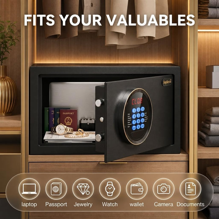 Hotelsafe 31L, LED-Pad, Admin-Code &amp; Notöffnung – für Laptop &amp; Schmuck | Vollstahl-Safe für Hotel &amp;