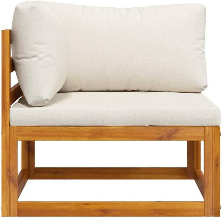 vidaXL Akazienholz Massiv Modular Ecksofa mit Cremeweissen Kissen Sofa Lounge Gartensofa Sessel Gart