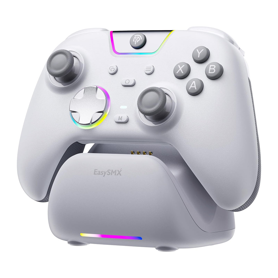 AKNES EasySMX X05Pro PC-Controller für PC/Switch/Android/iOS (Weiss) | Leise Spieltasten, Hall-Joyst