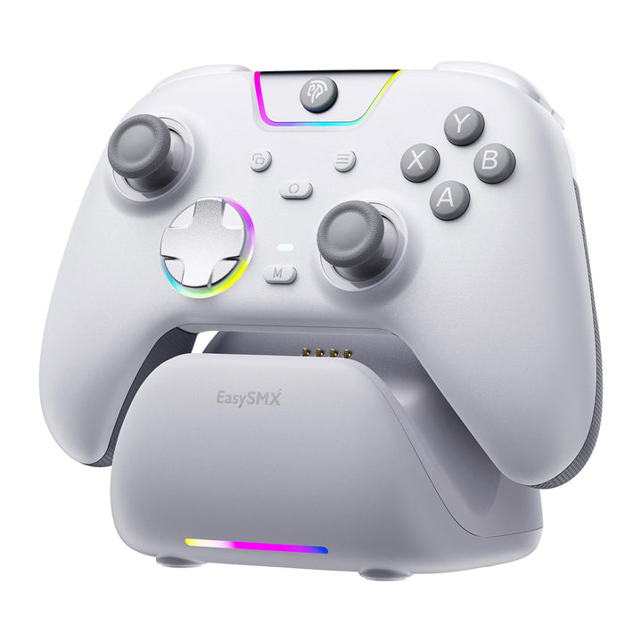 AKNES EasySMX X05Pro PC-Controller für PC/Switch/Android/iOS (Weiss) | Leise Spieltasten, Hall-Joyst