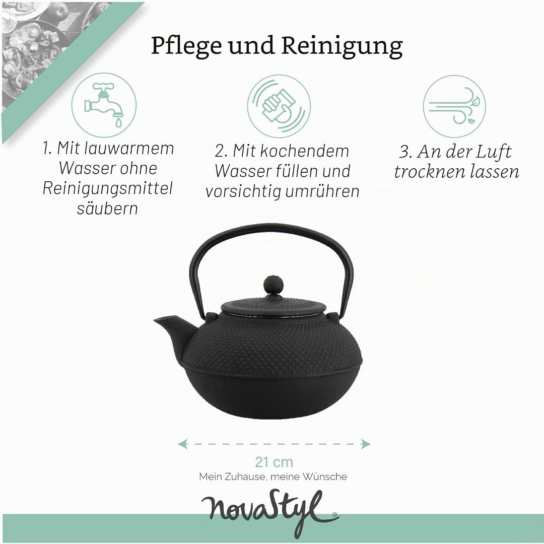 TheKitchenette 7321423 Teekanne, Gusseisen, 1,5 l, Schwarz 1L50, 1L50