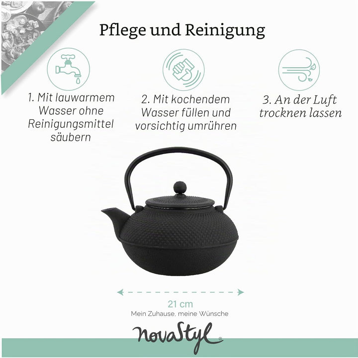 TheKitchenette 7321423 Teekanne, Gusseisen, 1,5 l, Schwarz 1L50, 1L50