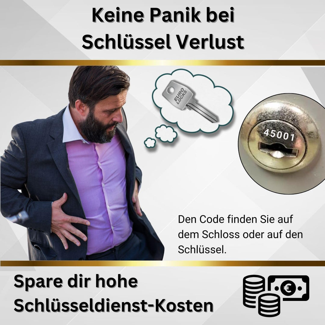 Ersatzschlüssel für Euro-Locks (Code 45001 bis 46000) - Nachschlüssel für Möbel-, Spindschlösser und