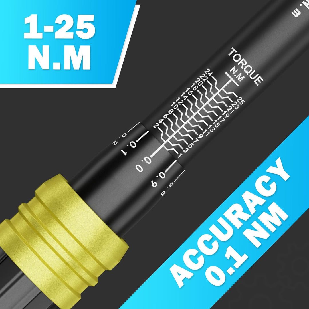 ANPUDS Drehmomentschlüssel 1/4 Zoll, 0,1NM Mikro-Einstellung, 1-25NM Fahrrad &amp; Motorrad Drehmomentsc