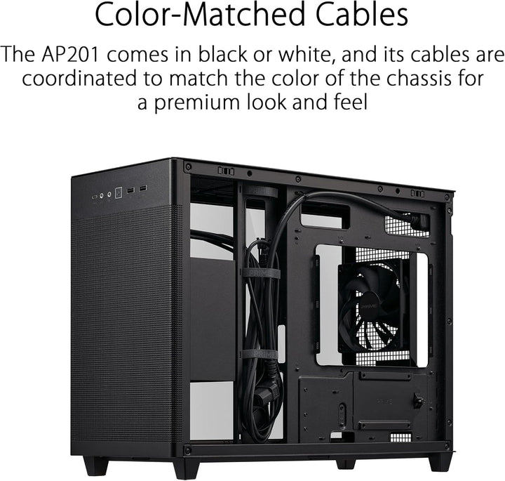 ASUS Prime AP201 MicroATX Gehäuse schwarz (33 Liter, unterstützt 280- & 360-mm-Kühler, Grafikkarten