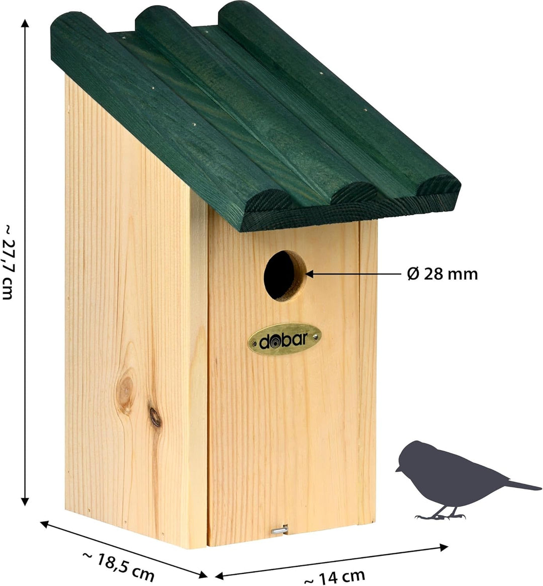 dobar VOBU Nistkasten Gracht für Meisen - Wildvogel Nisthilfe aus Holz mit Ø 28 mm Einflugloch für H