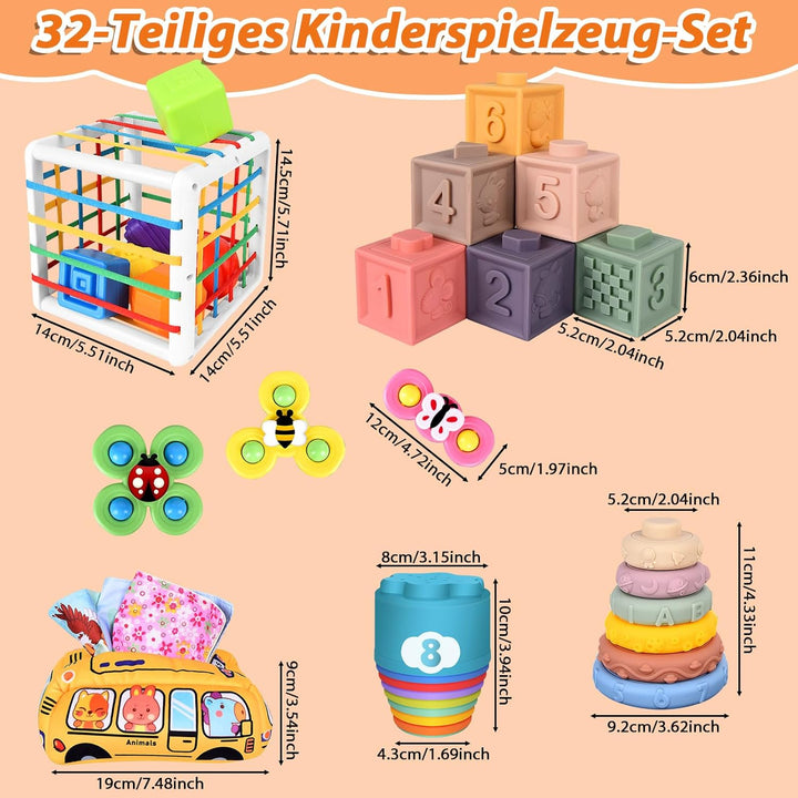 Herenear 6 in 1 Montessori Spielzeug Baby, Spielzeug Baby ab 6 Monate, Motorikspielzeug, Stapelspiel