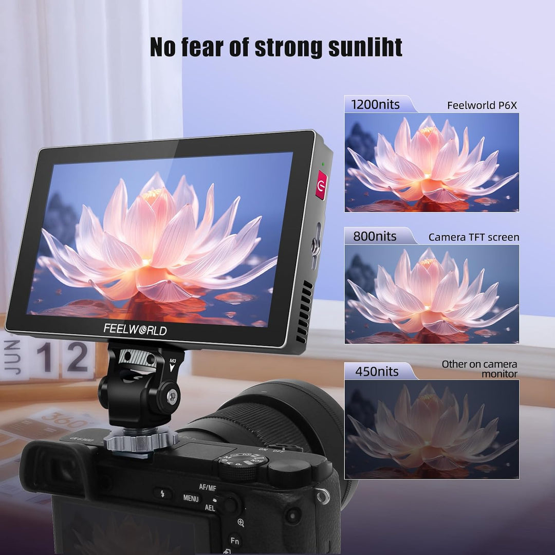 FEELWORLD P6X 5,5-Zoll-Kamera-Feldmonitor 1200 Nits, 4K-HDMI-DSLR-Kameramonitor mit Aluminiumgehäuse