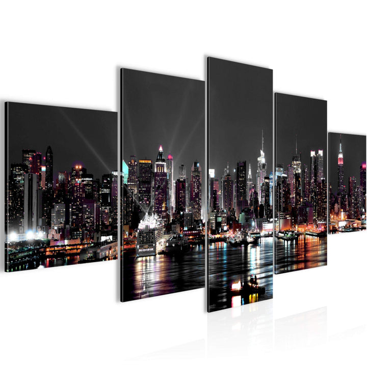 Runa Art Wandbilder New York City 5 Teilig Bild auf Vlies Leinwand Deko Wohnzimmer Büro Stadt Skylin