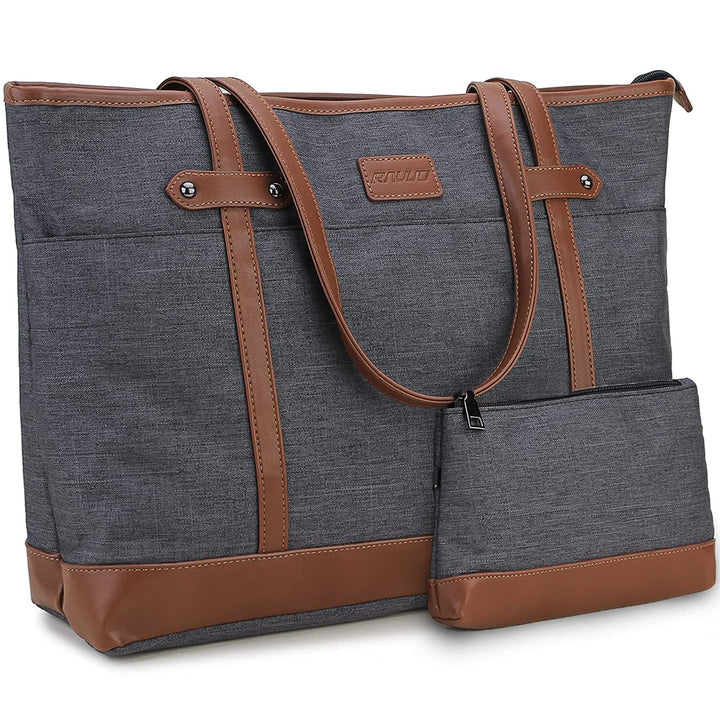 RAVUO Laptoptasche Damen, Wasserdichte Handtasche Elegant Lehrertasche Gross Aktentasche 15.6 zoll L
