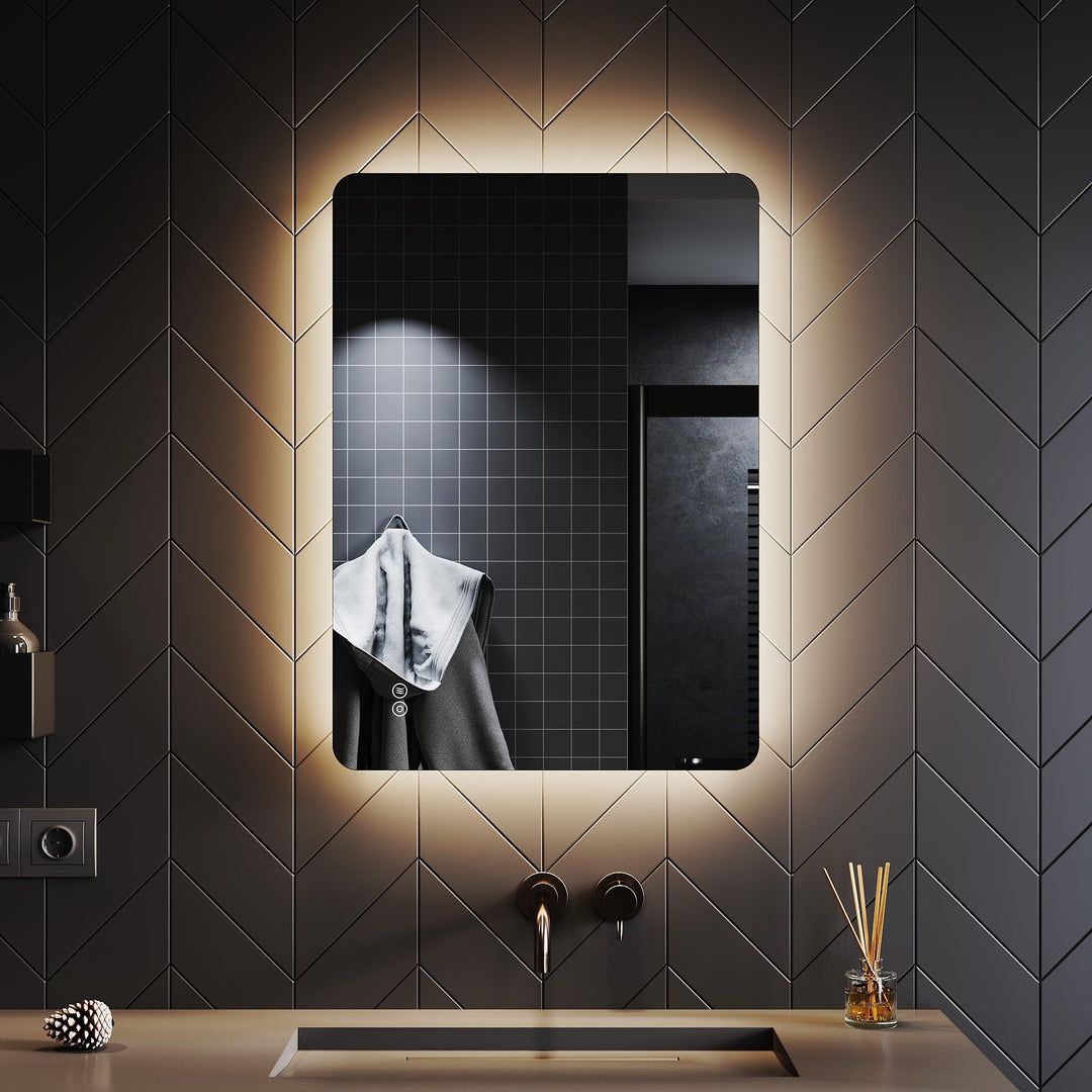 SONNI Badspiegel 50x70 cm LED Badspiegel mit Beleuchtung Badezimmerspiegel mit Touch-Schalter Wandsp