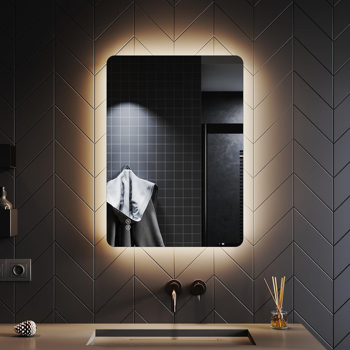 SONNI Badspiegel 50x70 cm LED Badspiegel mit Beleuchtung Badezimmerspiegel mit Touch-Schalter Wandsp