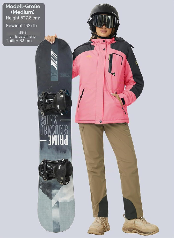 MAGCOMSEN Winterjacke Damen Skijacke mit Fleece Parka Winter Softshell Jacke Ski Snowboardjacke Wass
