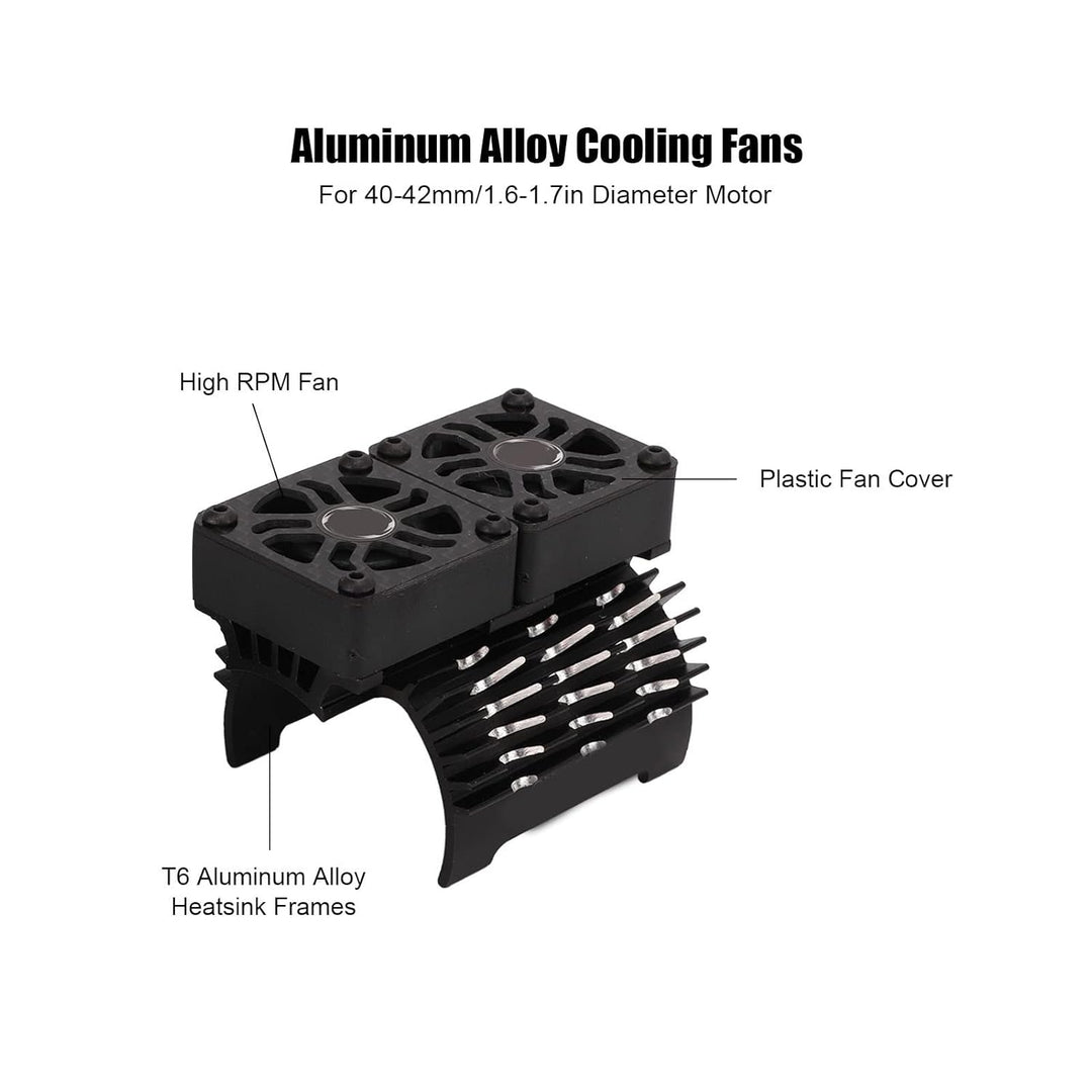 RC Bürstenloser Motor Lüfter, Doppelte Lüfter, 40‑42 mm, Alu, RC Car Kühlkörper für 1/8 ferngesteuer