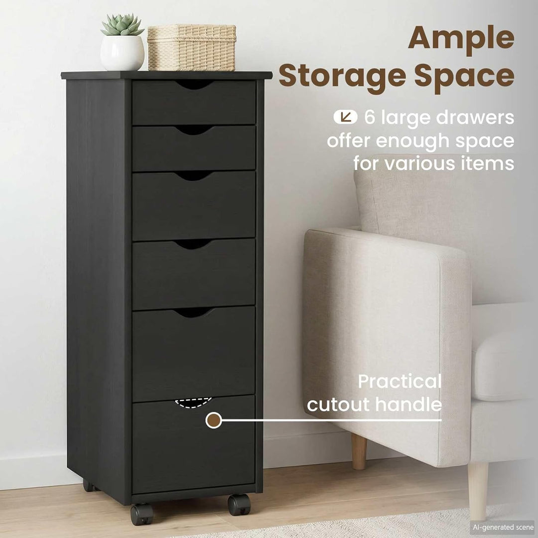 vidaXL Rollschrank Mit Rad Schwarz 34 x 39 x 93,5 cm Massivholz Kiefer, Studienmöbel, rechteckiger R
