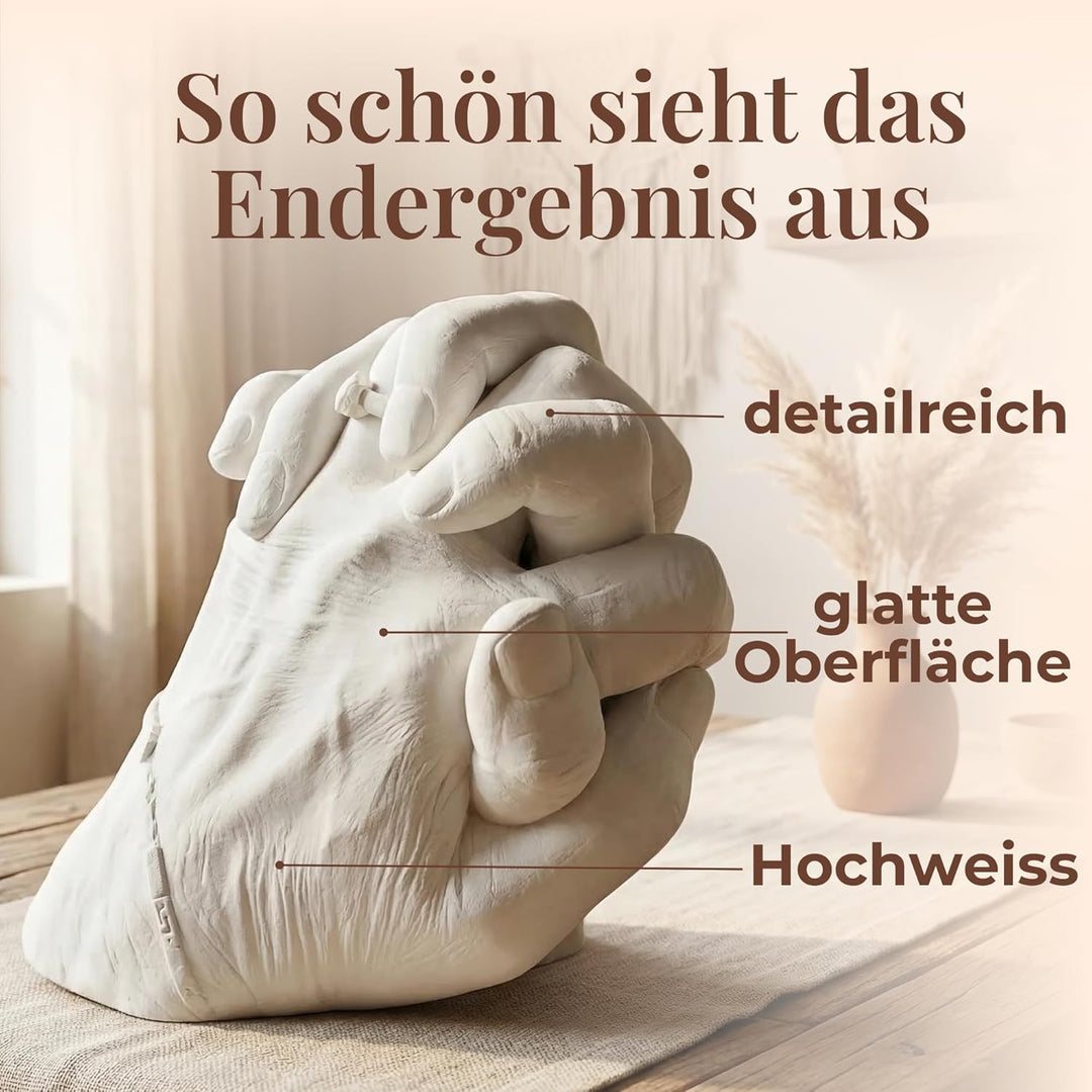 3D Handabdruck Set für Paare Hochwertiges Gipsabdruckset Hände Jahrestag Geschenk für Ihn und Sie, P
