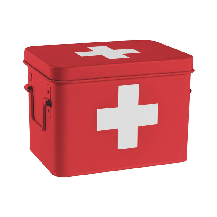 Harbour Housewares Vintage Metal Erste Aid Box - 23cm Rot, Rot