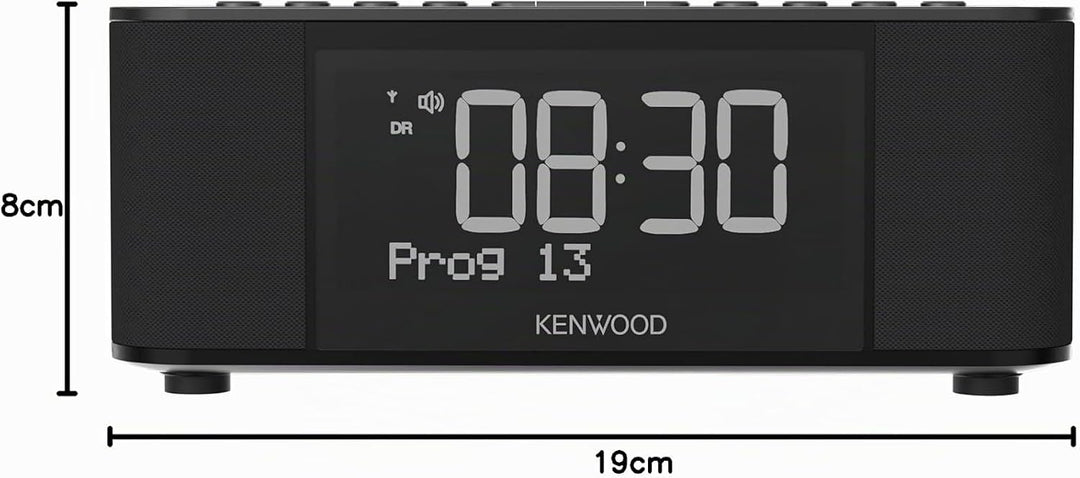 Kenwood CR-ST40DAB-B - Stereo Radiowecker mit 3 Weckzeiten, DAB+, UKW, Bluetooth, USB, Ladefunktion,