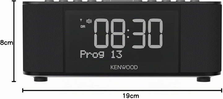 Kenwood CR-ST40DAB-B - Stereo Radiowecker mit 3 Weckzeiten, DAB+, UKW, Bluetooth, USB, Ladefunktion,