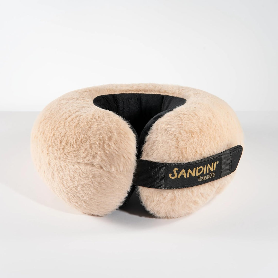SANDINI TravelFix Regular Size – Plüsch – Premium Reisekissen Made in EU/Nackenkissen mit ergonomisc