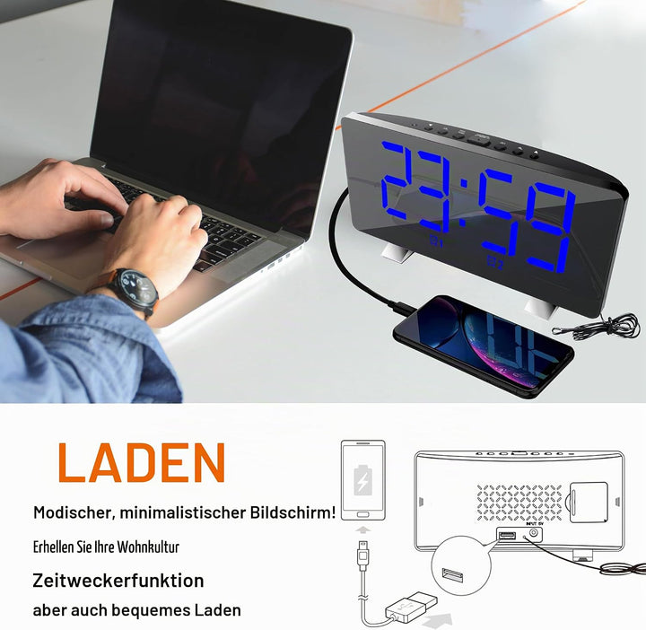Lancoon Digitaler Radiowecker für das Schlafzimmer Einstellbare Helligkeit und Lautstärke Schlummern