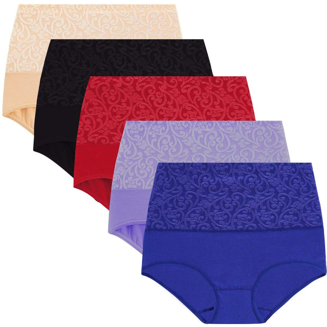 YaShaer Unterhosen Damen Baumwolle Hohe Taille Slips Hoher Taillenslip für Frauen Mehrpack S 5 Packu