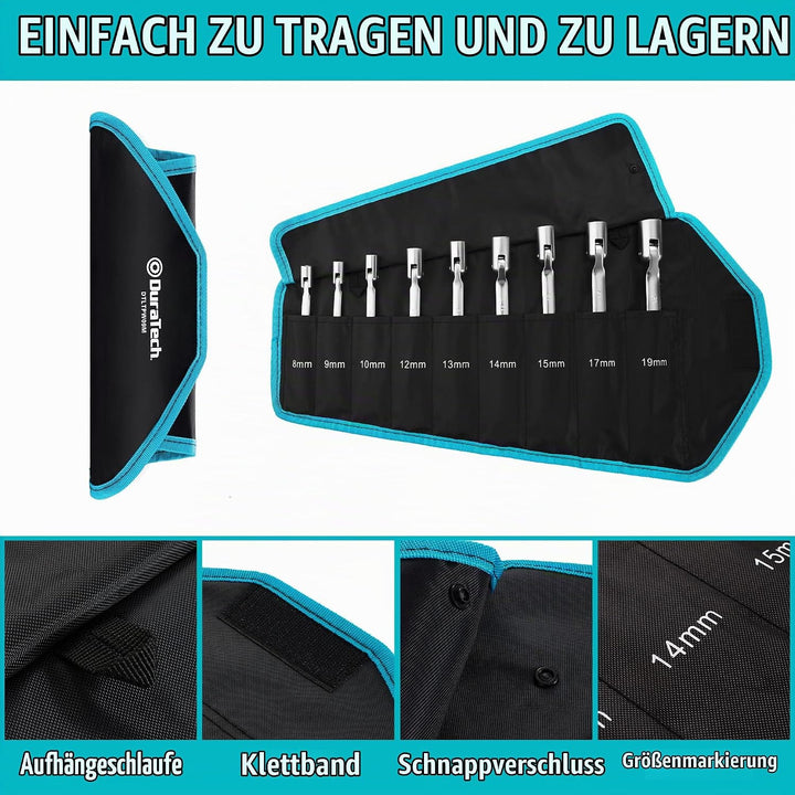 DURATECH Offener Ring-Steckschlüssel-Satz, Maul-Ringschlüssel mit flexiblen Köpfen Schraubenschlüsse