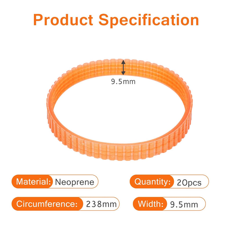 20Pcs Transmission Hobel Antriebsriemen, für Makita BKP180 KP0800 FP0800 N1923BD, 238mm Elektrohobel