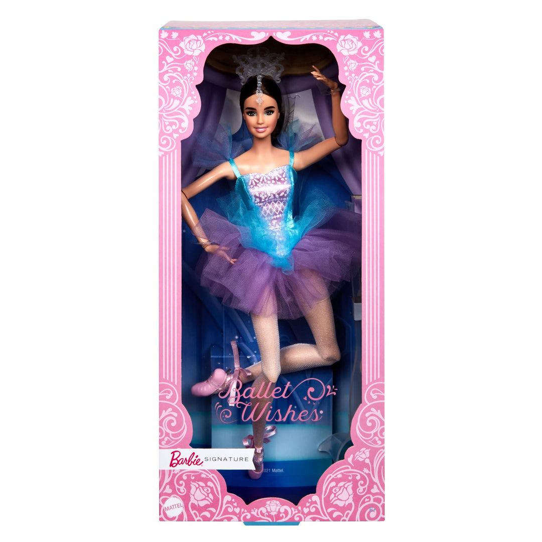 Barbie Signature Ballet Wishes Puppe (brünett, ca. 30 cm), beweglich, mit Ballerinakostüm, Tutu, Spi