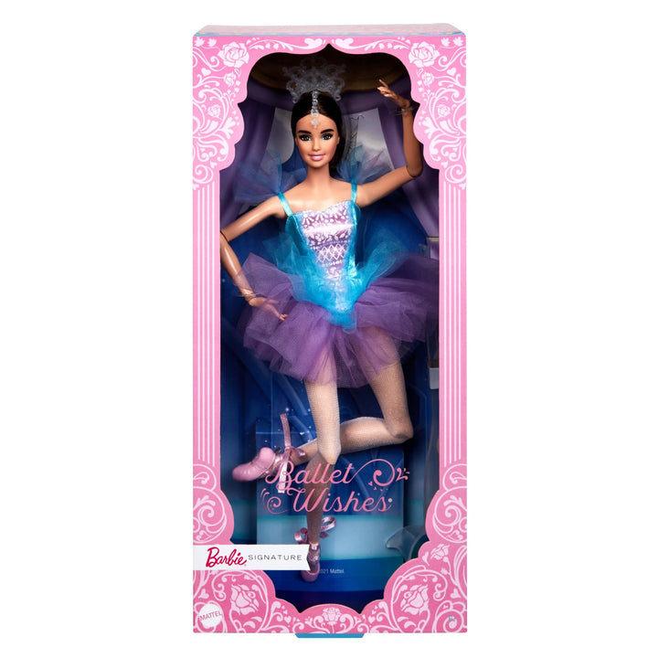 Barbie Signature Ballet Wishes Puppe (brünett, ca. 30 cm), beweglich, mit Ballerinakostüm, Tutu, Spi