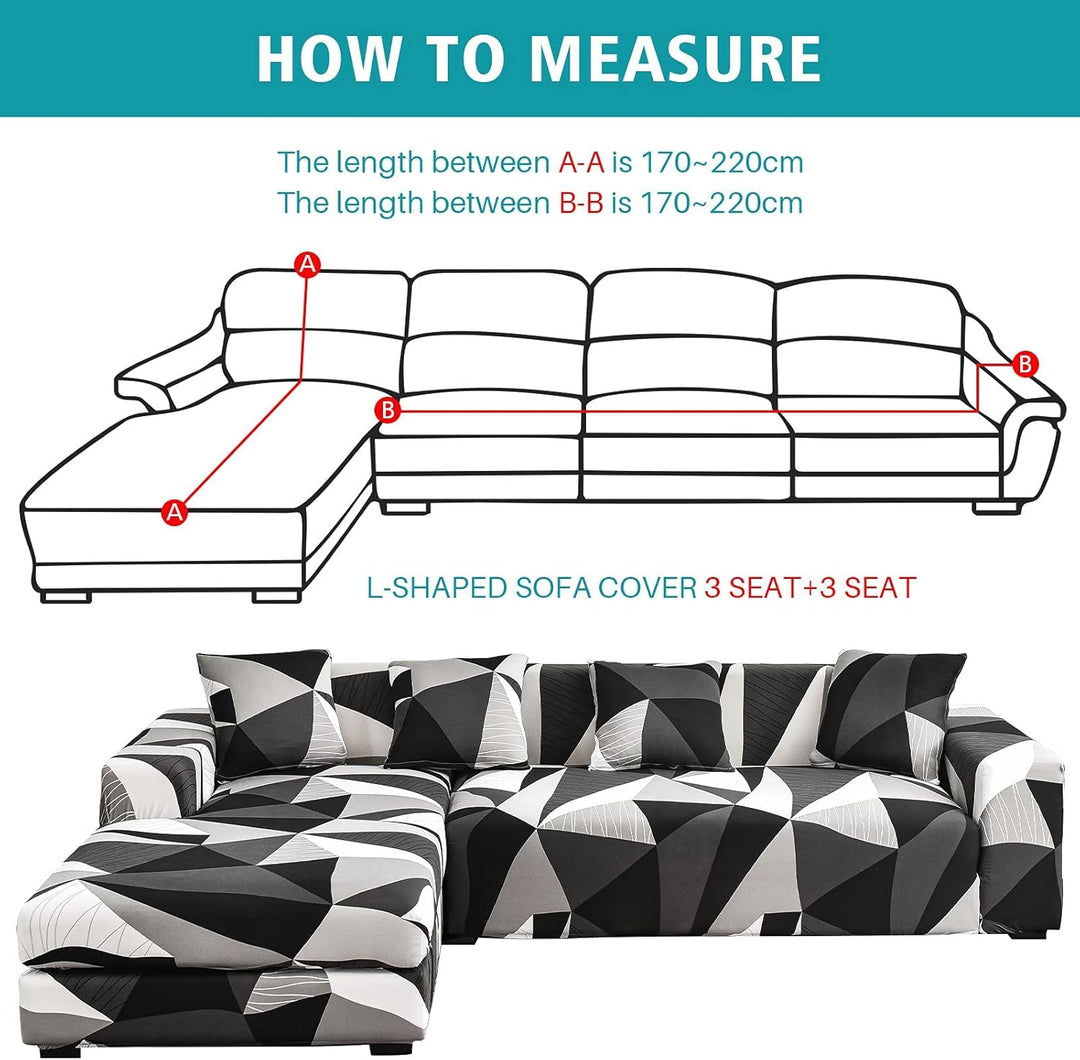 ShowyLive Sofa Überzug Couch Überzug 2er Set für Ecksofa L-Form Sofabezug 3 Sitzer+3 Sitzer, mit 4 S