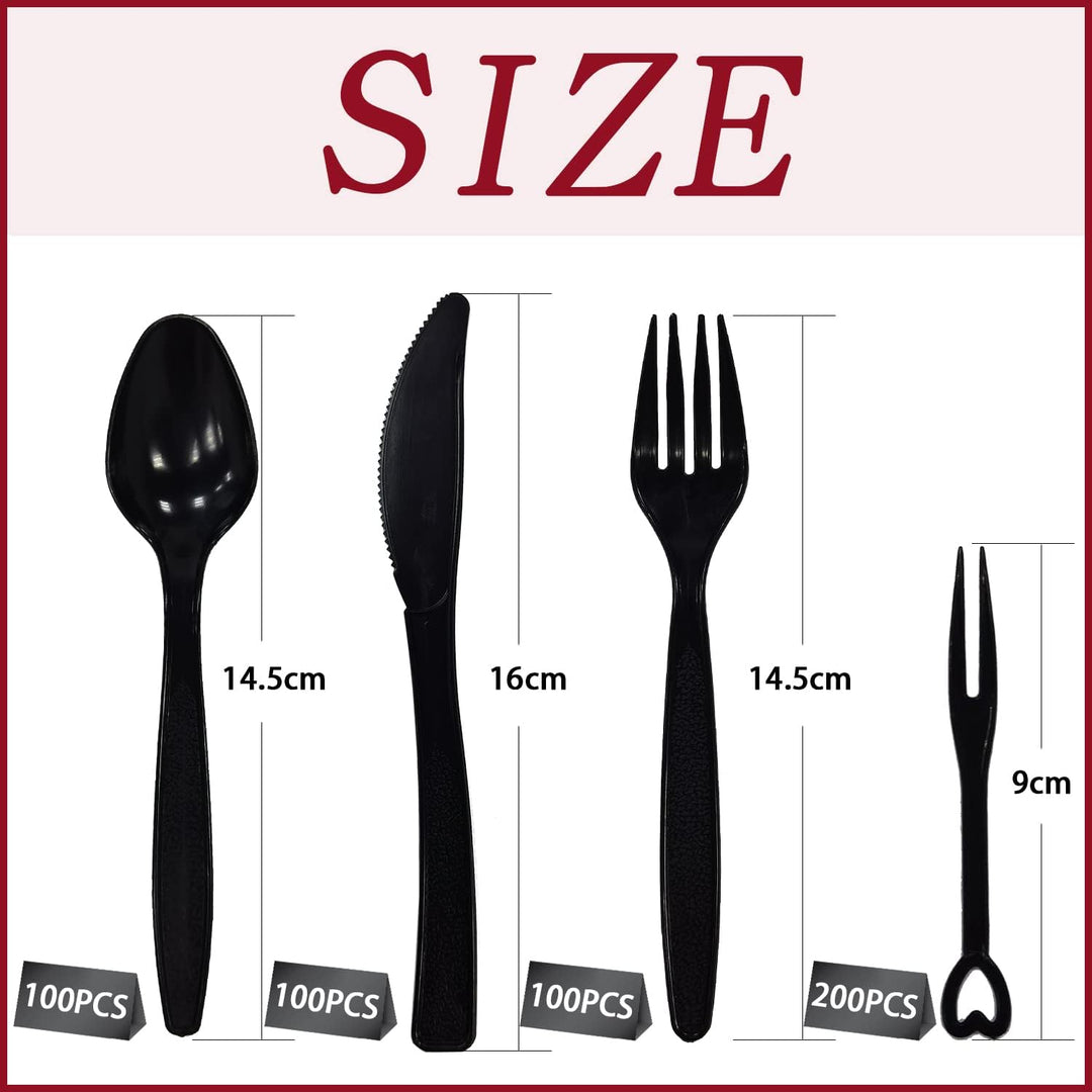 500PCS Plastikbesteck,Plastiklöffel,Plastikgabeln,Plastik Messer,Party Besteck Wiederverwendbar,Mess