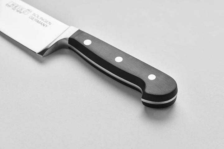 HEISO Kochmesser - handgeschmiedet in Solingen - rostfreie 21cm Klinge - Chefmesser mit extremer Sch