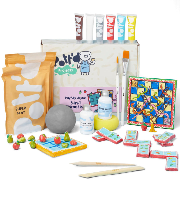 Pott'd Mini-Töpfer-Sets | Lufttrocknendes Töpferset für Erwachsene | Mit Farben, Töpferwerkzeugen un