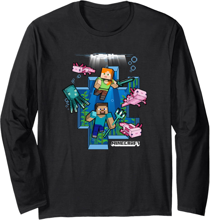 Minecraft Alex And Steve Under Water World Langarmshirt