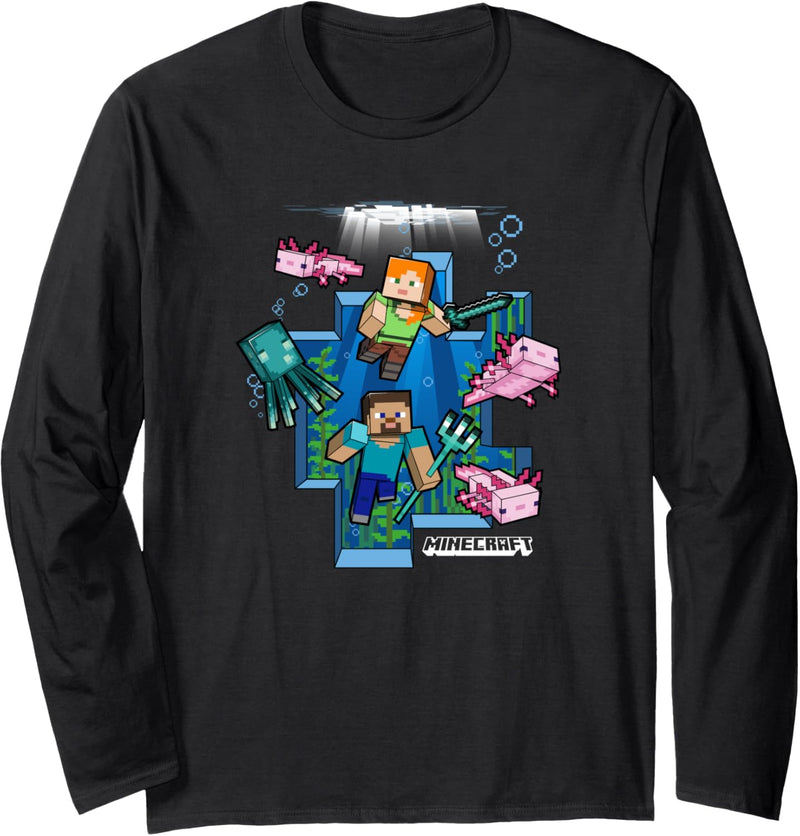 Minecraft Alex And Steve Under Water World Langarmshirt